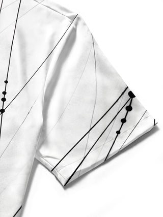 Men's short sleeve pocket shirt close-up view of fabric texture and stitching