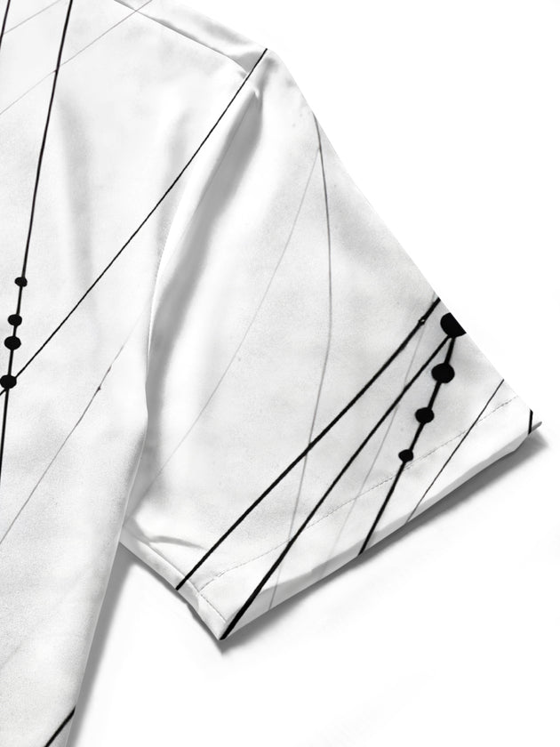Men's short sleeve pocket shirt close-up view of fabric texture and stitching