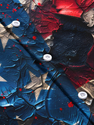 Men's American flag print short sleeve shirt flat lay pattern detail