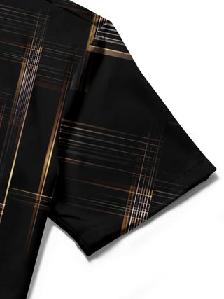 men's geometric print shirt close-up short sleeve