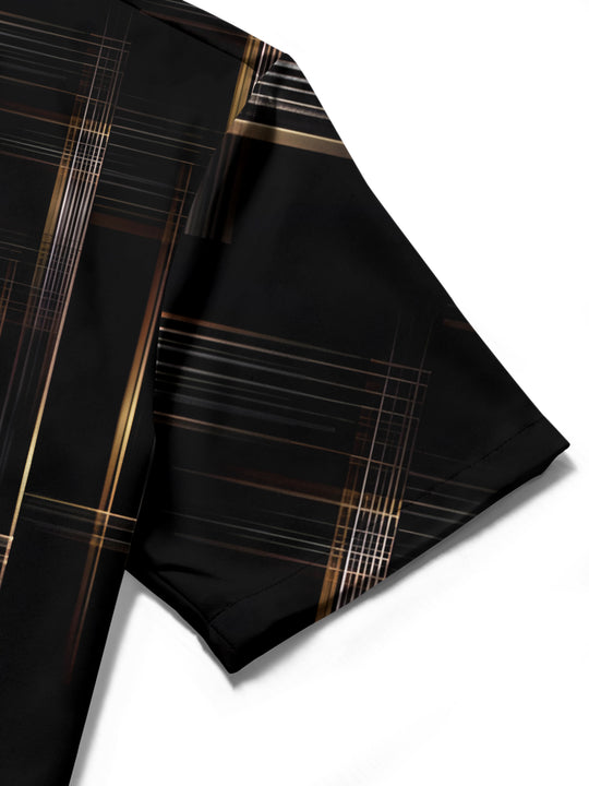 men's geometric print shirt close-up short sleeve