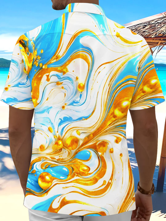 Men's abstract print short sleeve shirt back view