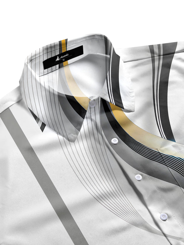 Men's geometric print short sleeve shirt side view