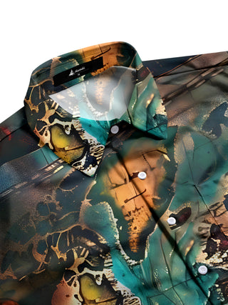 men's world map pattern shirt side view