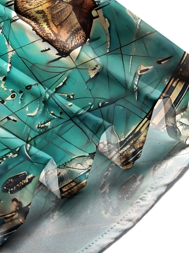 men's map print shirt summer vacation