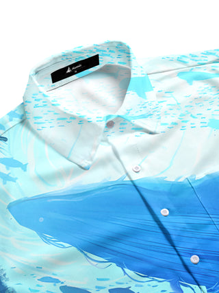 men's tropical aloha short sleeve shirt side view