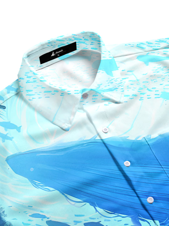men's tropical aloha short sleeve shirt side view