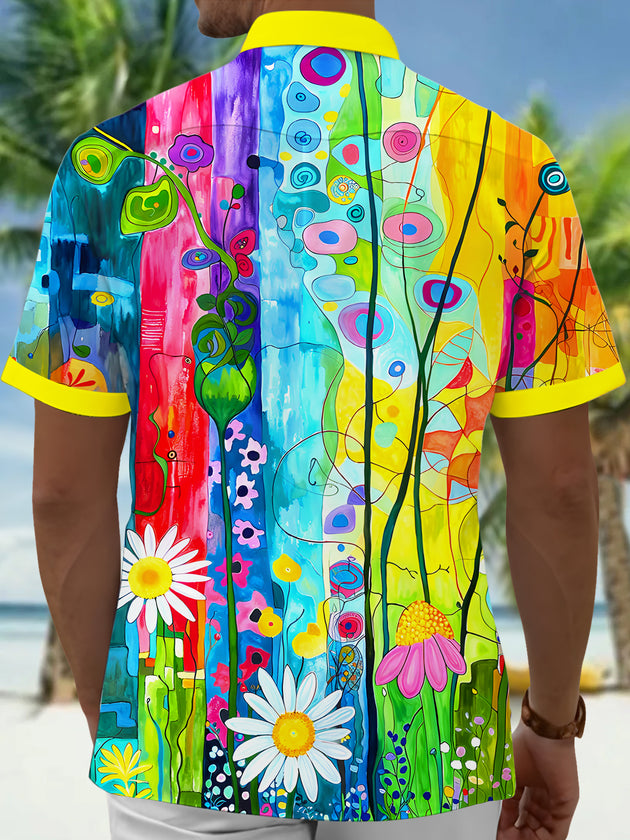 men's flower print shirt back view