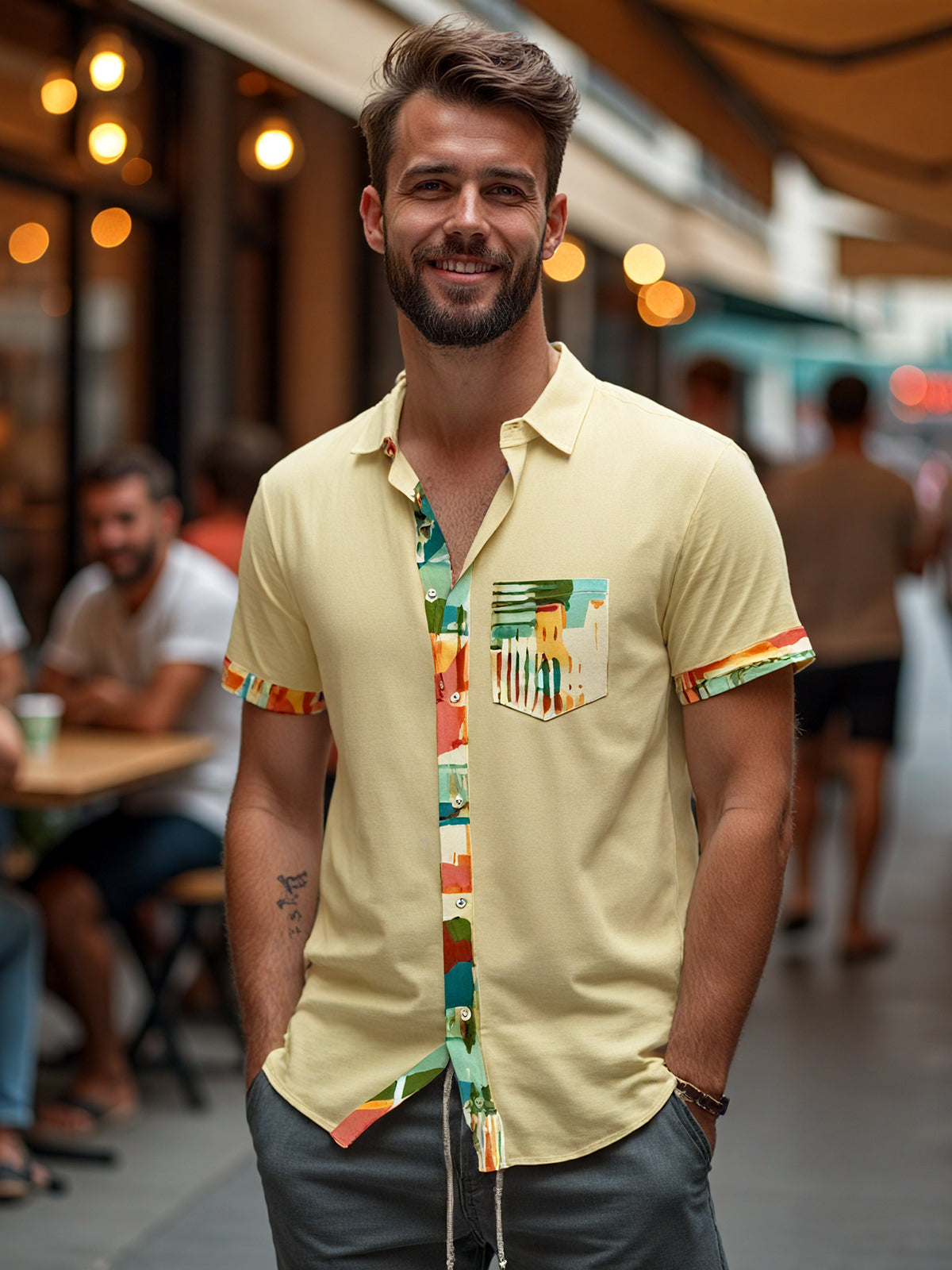 Tie Dye Men's Pocket Short Sleeve Shirts