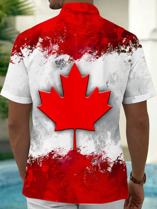 men's travel print shirt back view