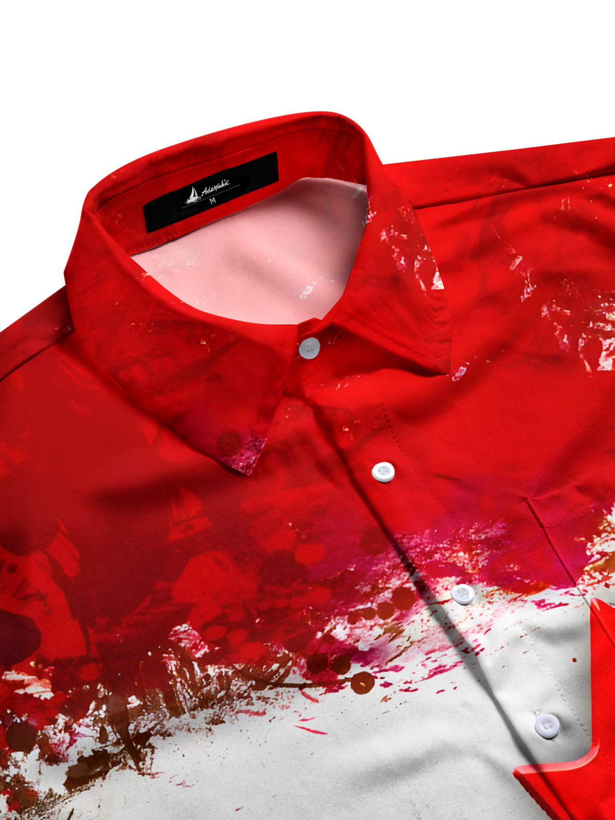 Maple Leaf Print Men's Pocket Short Sleeve Shirts