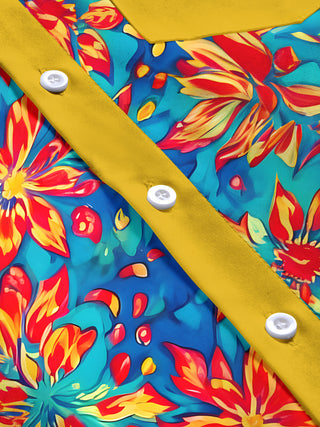 men's floral short sleeve flat lay shirt