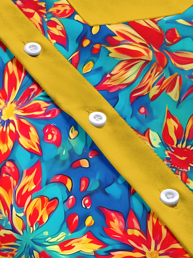 men's floral short sleeve flat lay shirt