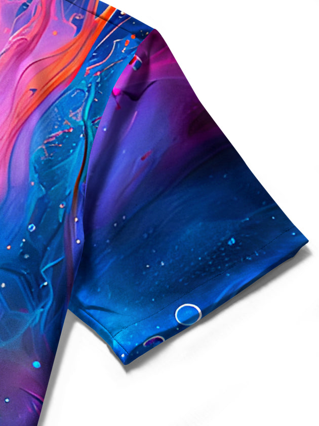 men's tie dye shirt close-up short sleeve