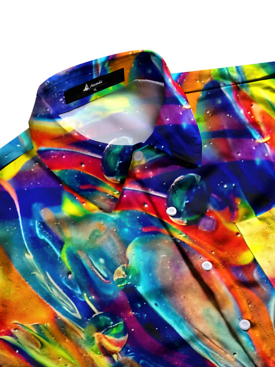 men's tie-dye shirt side view