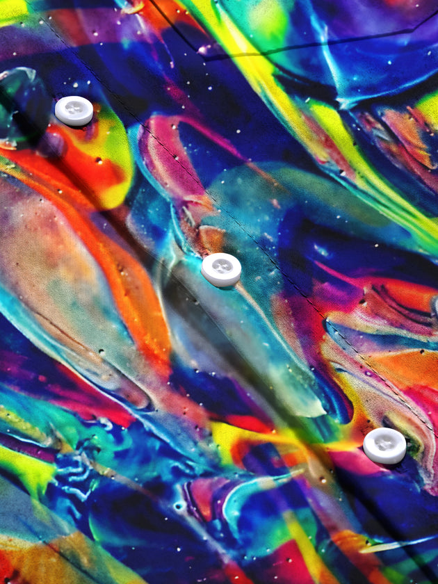 men's tie dye short sleeve flat lay shirt