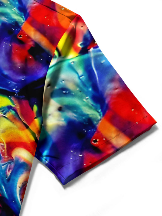 men's tie dye shirt close-up short sleeve