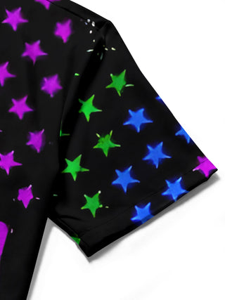 men's printed shirt close-up short sleeve