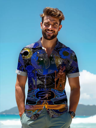 Men's art print short sleeve shirt front view