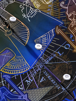 men's art print shirt close-up short sleeve