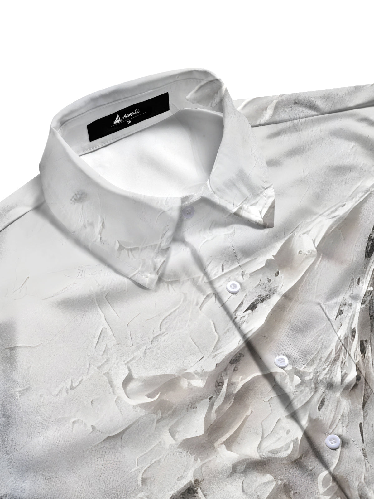 Black White Contrast Floral Print Men's Pocket Short Sleeve Shirts