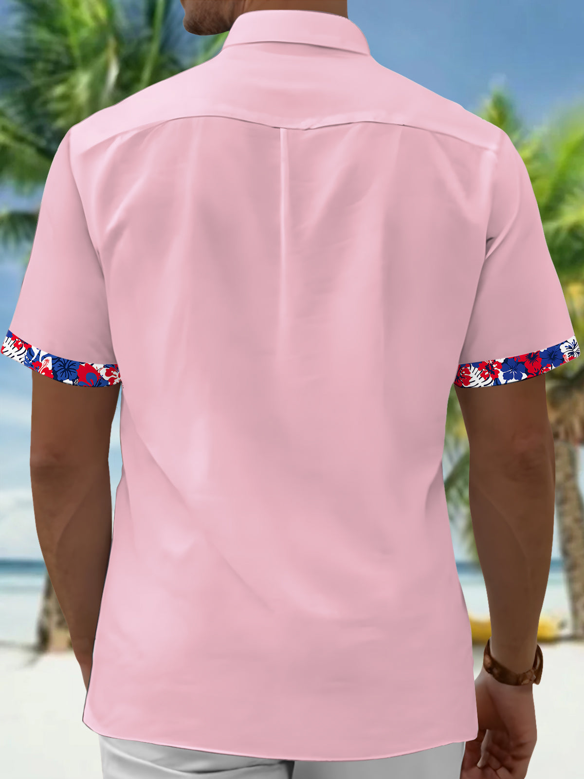 Floral Men's Pocket Short Sleeve Shirts