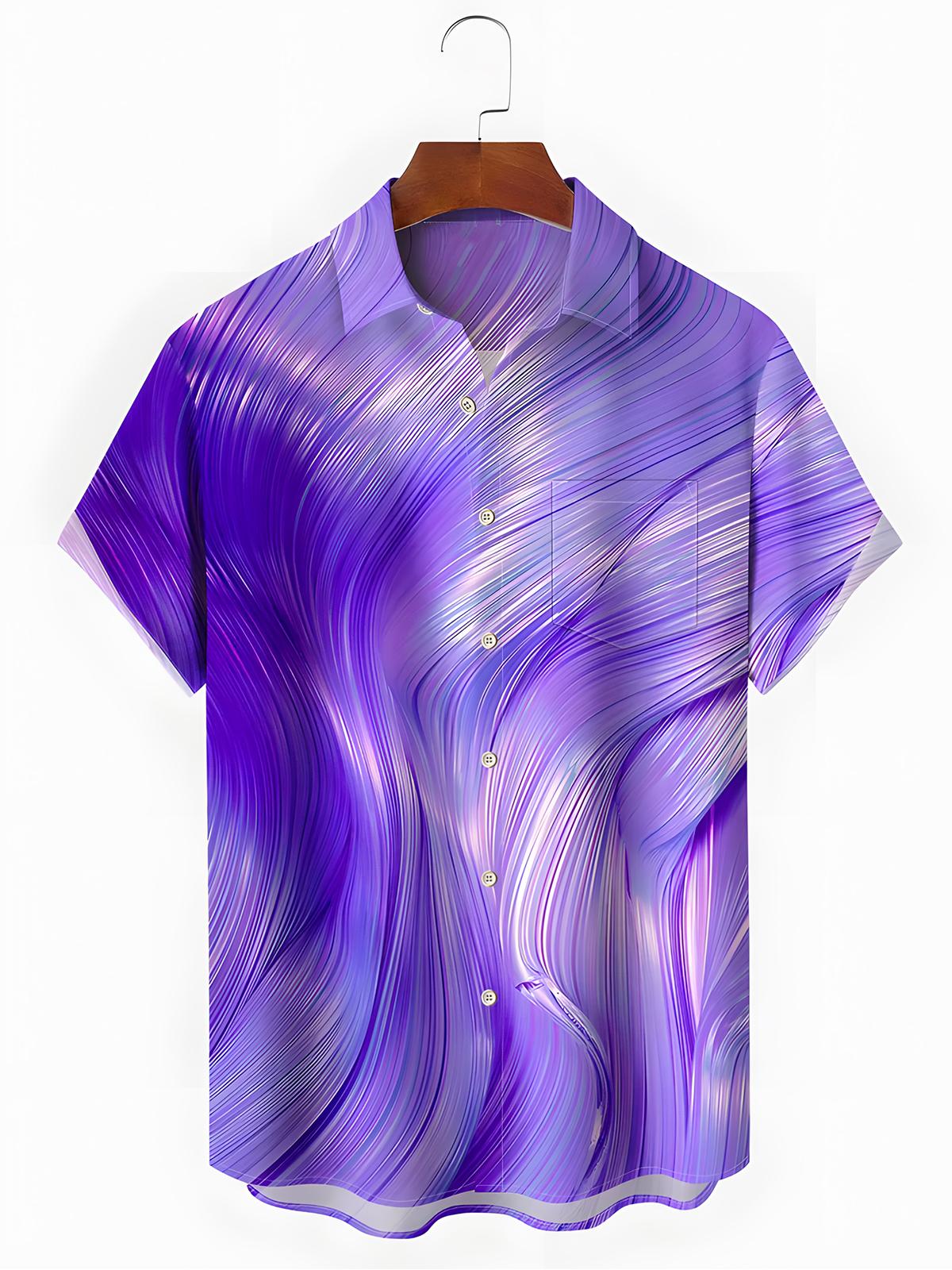 Abstract Print Men's Pocket Short Sleeve Shirts