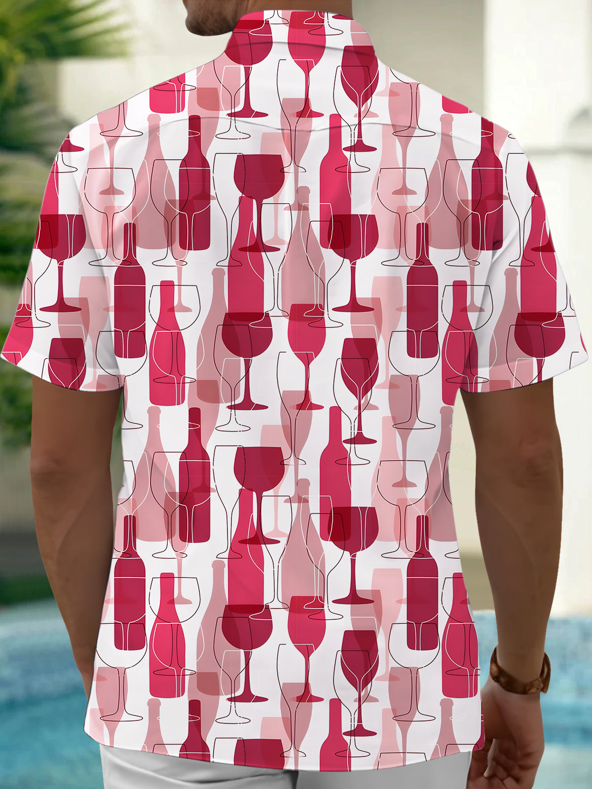 Wine Glass Men's Pocket Short Sleeve Shirts