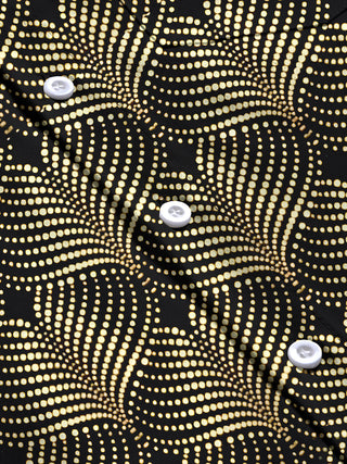 Men's geometric polka dot print short sleeve shirt flat lay view