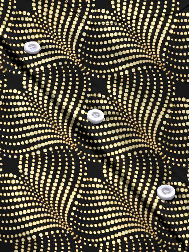 Men's geometric polka dot print short sleeve shirt flat lay view