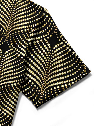 men's geometric print shirt close-up short sleeve