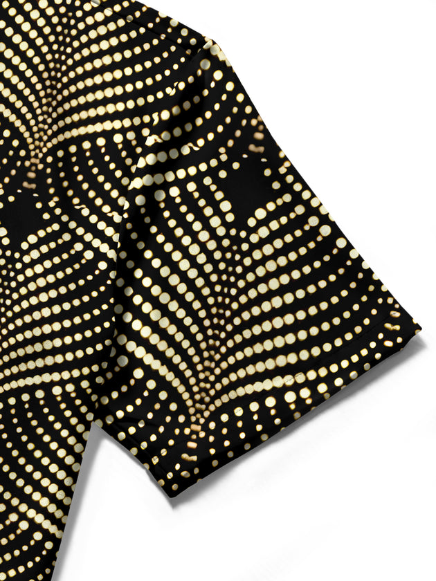 men's geometric print shirt close-up short sleeve
