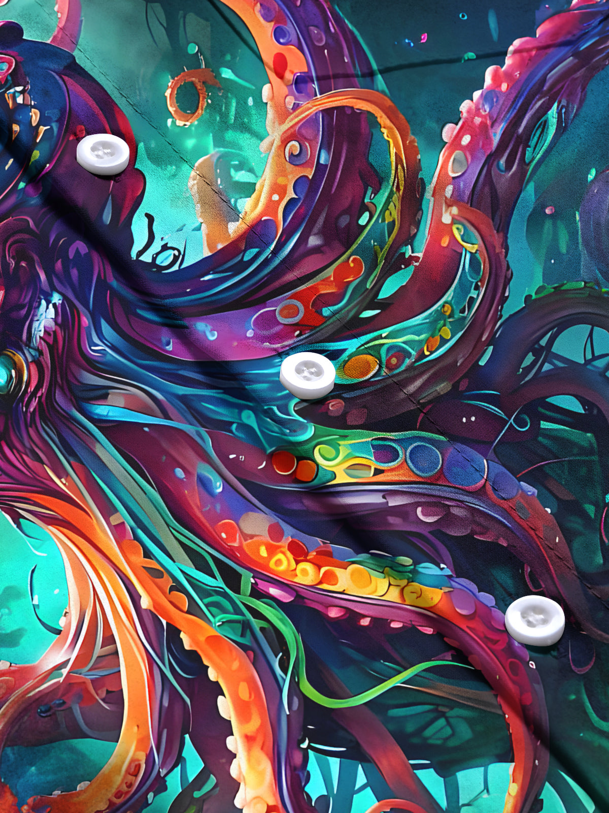 Octopus Art Print Men's Pocket Short Sleeve Shirts