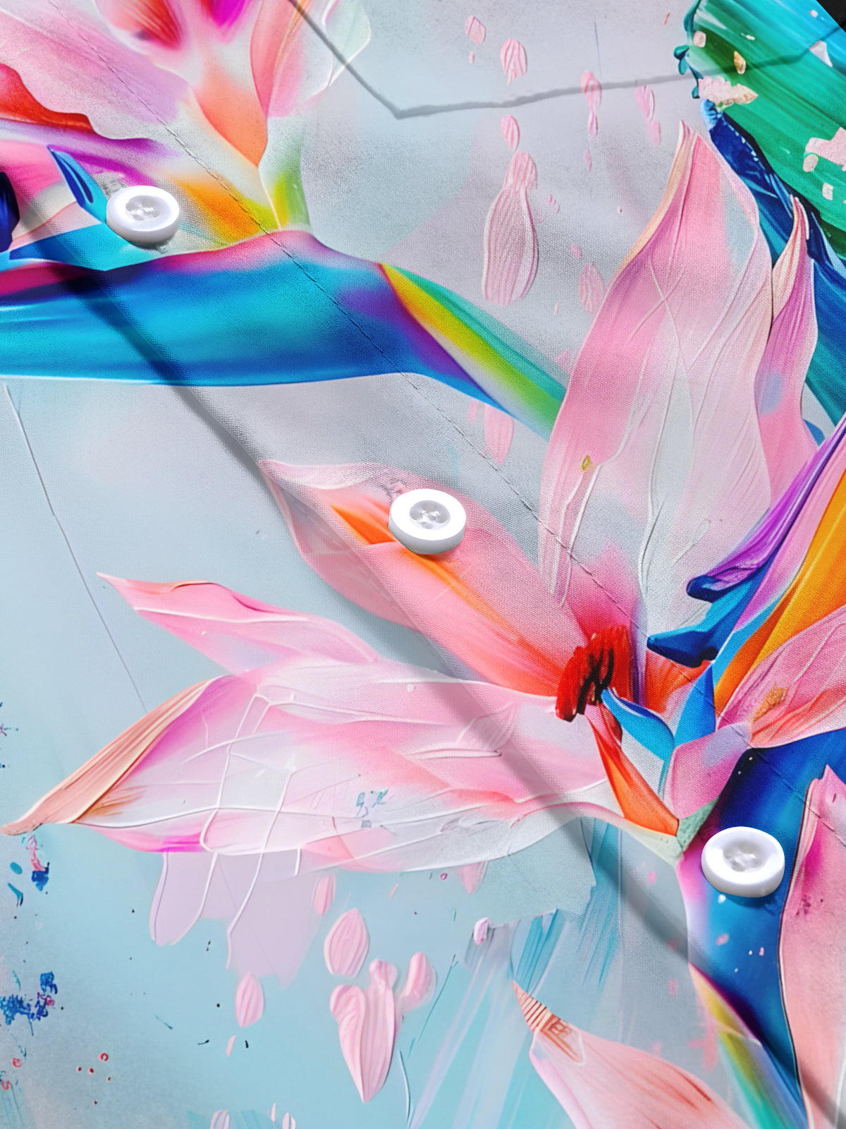 Hawaiian Floral Print Men's Pocket Short Sleeve Shirts