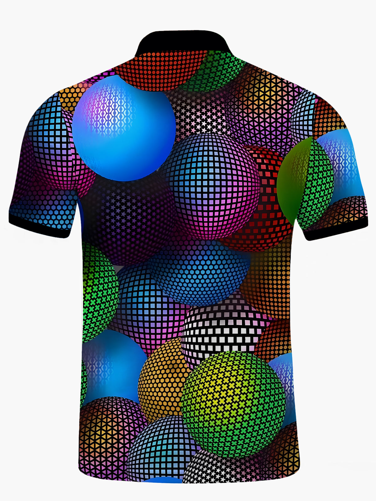 Geometric Print Men's Short Sleeve Button Polo Shirt