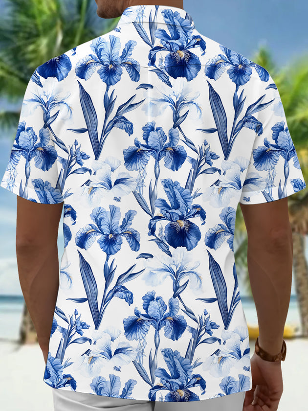 men's flower print shirt back view