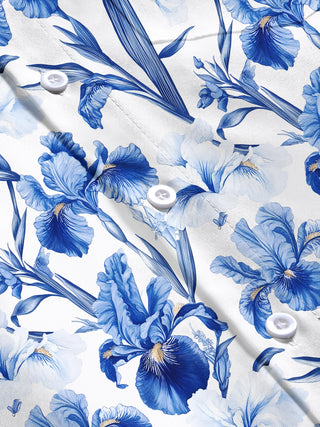 men's floral short sleeve flat lay shirt