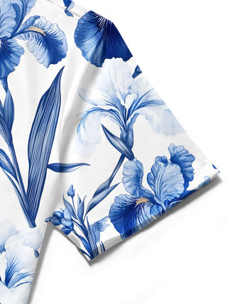 men's floral shirt close-up short sleeve