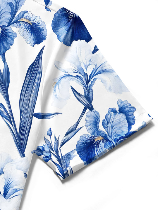 men's floral shirt close-up short sleeve