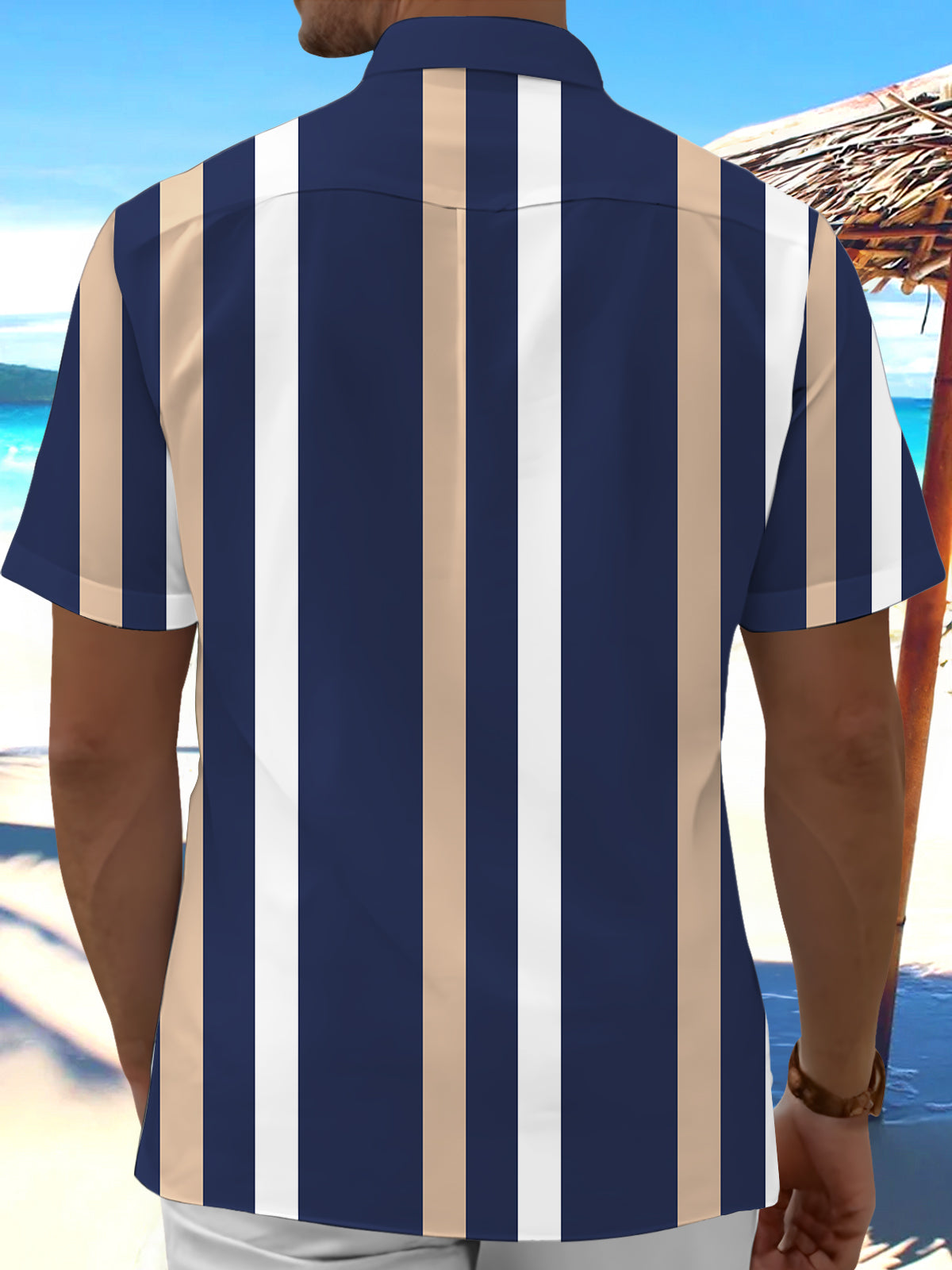 Stripe Men's Pocket Short Sleeve Shirts