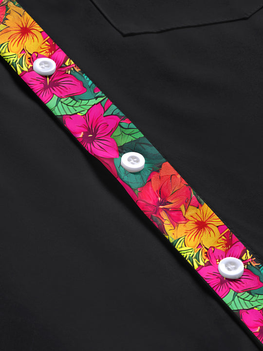 men's floral short sleeve flat lay shirt
