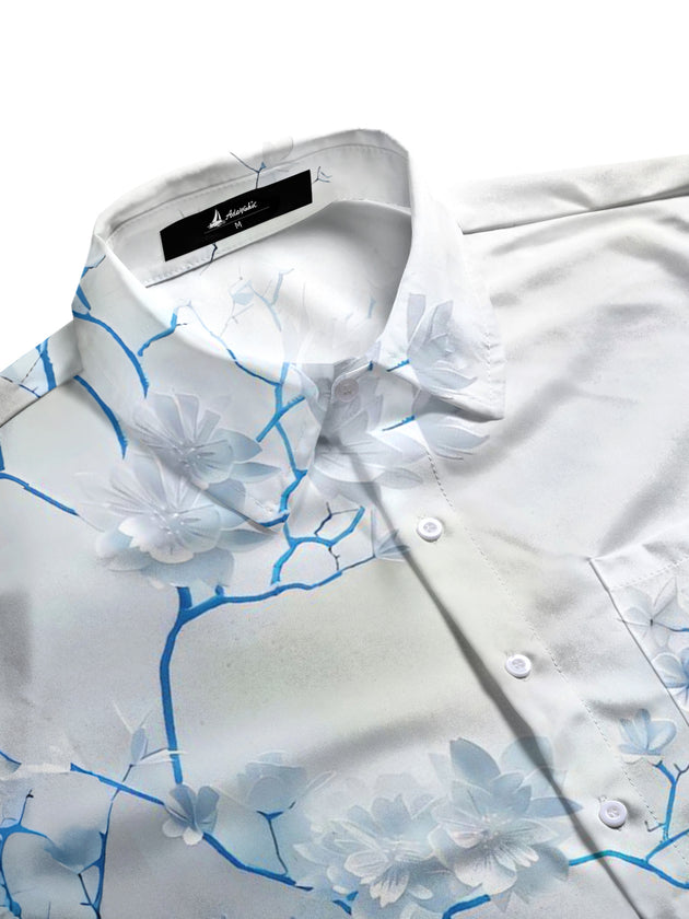 men's floral shirt close-up short sleeve