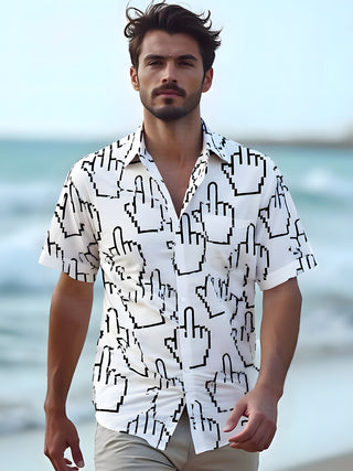 men's art print shirt front view