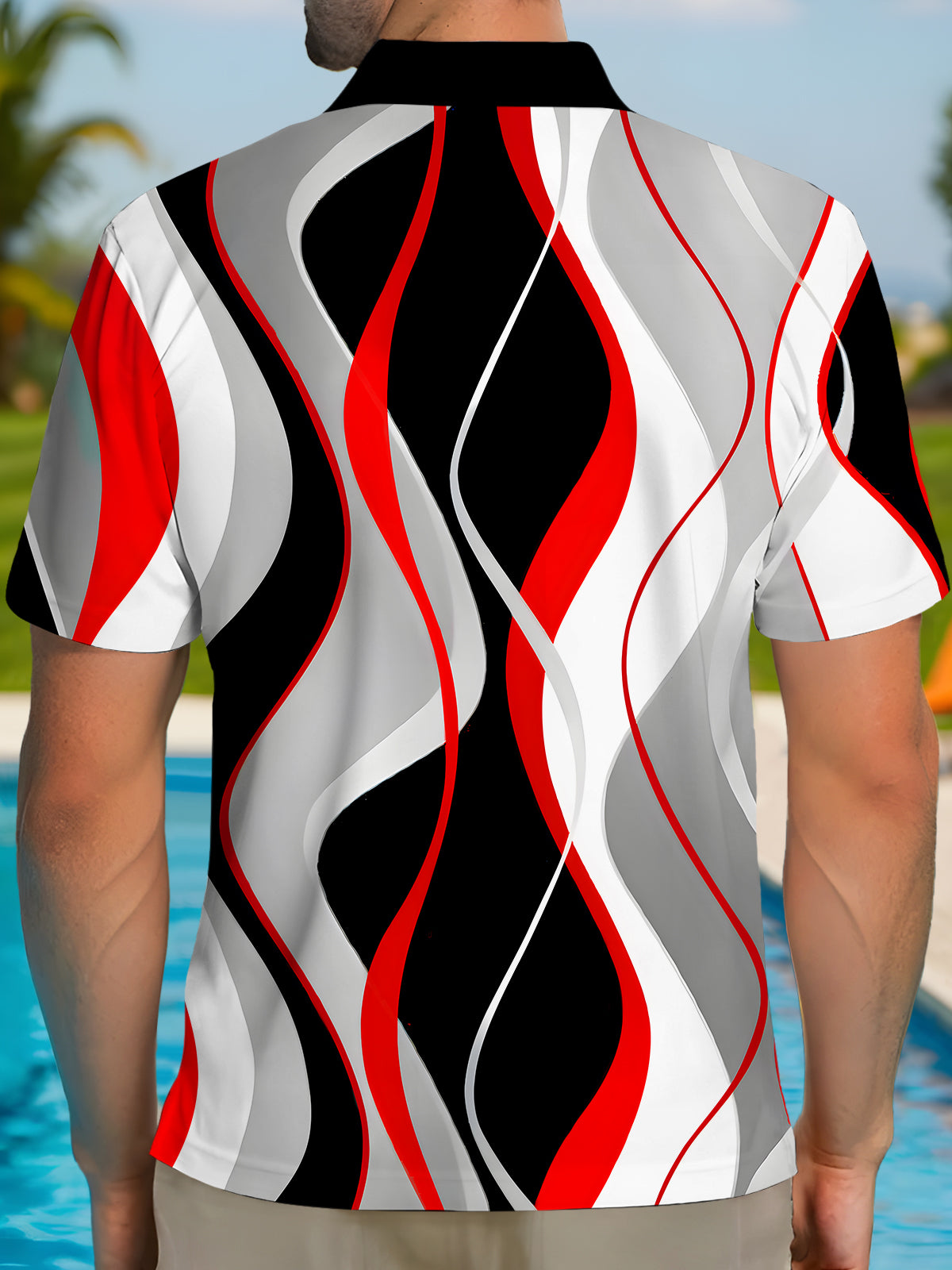 Geometry Men's Short Sleeve Button Polo Shirt