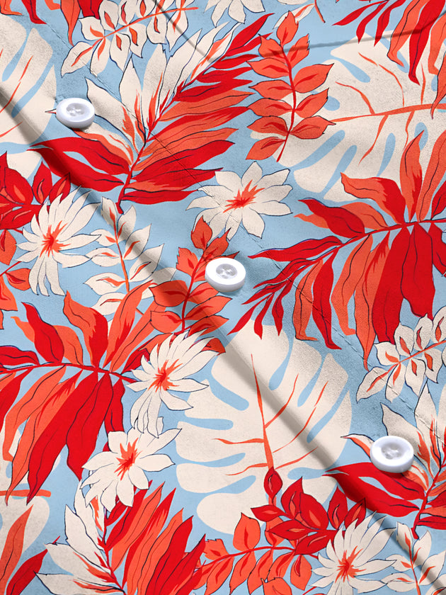 men's Hawaiian short sleeve flat lay shirt