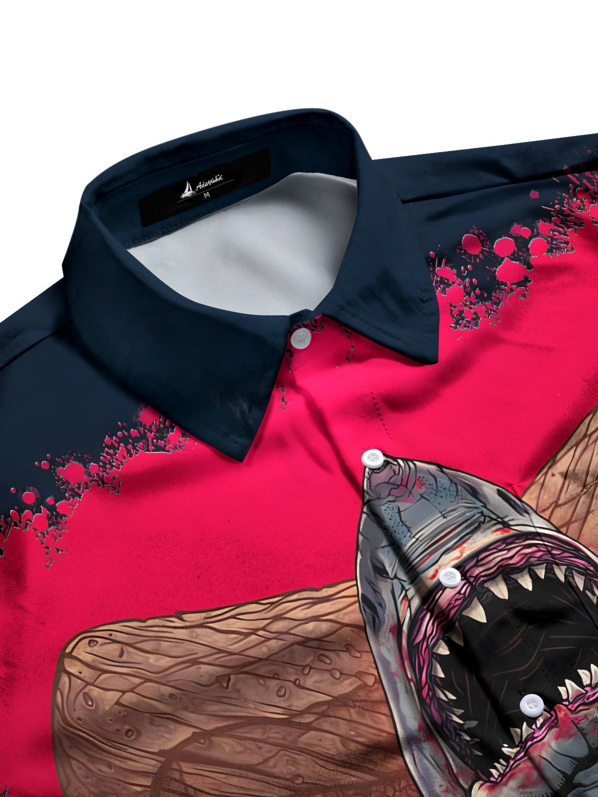 Animal Shark Print Men's Pocket Short Sleeve Shirts
