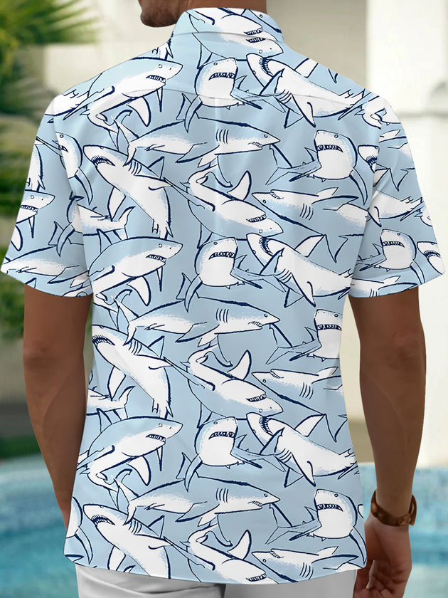 men's ocean print shirt back view