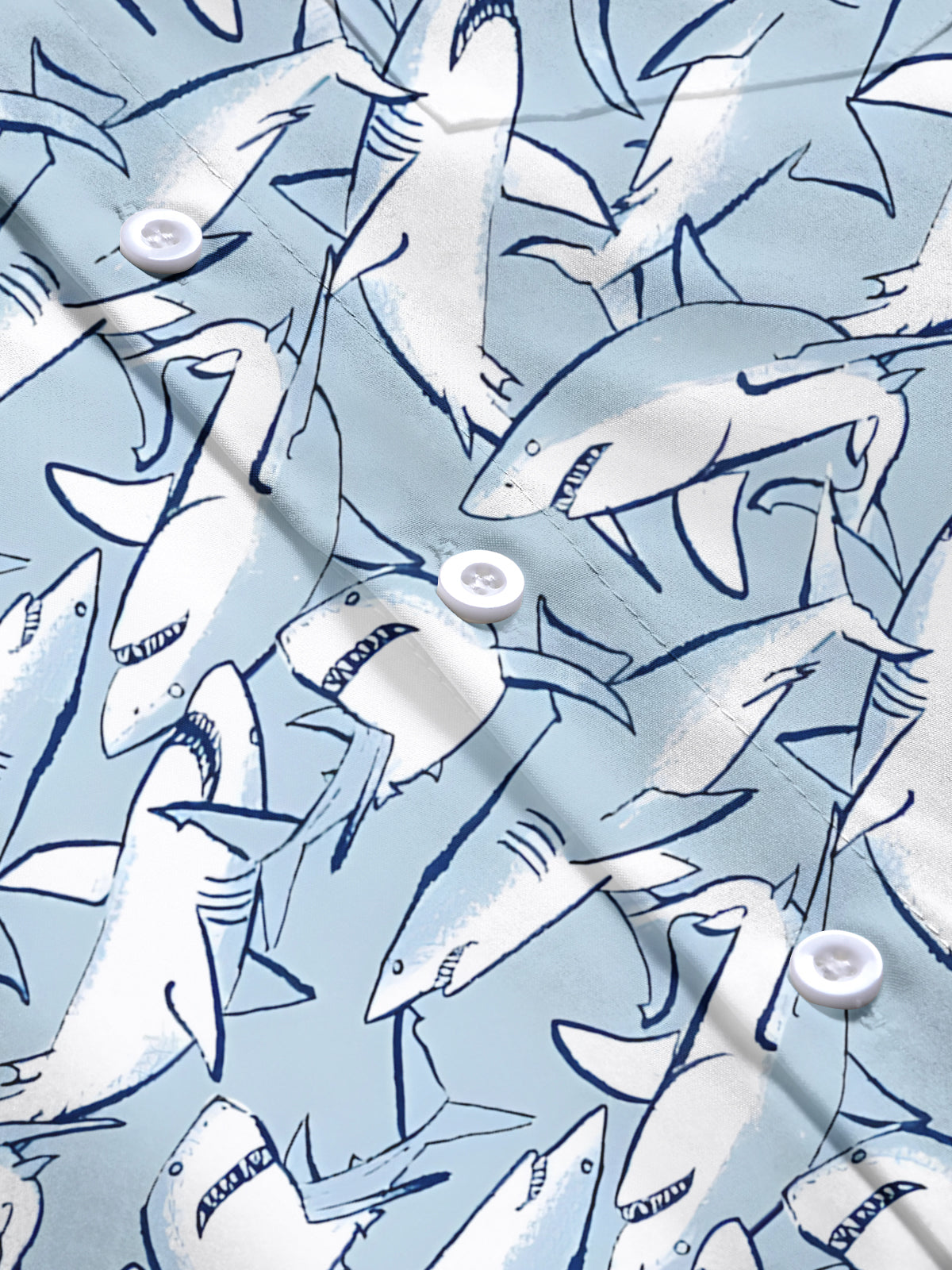 Shark Print Men's Pocket Short Sleeve Shirts