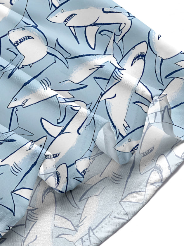 men's shark print shirt summer vacation