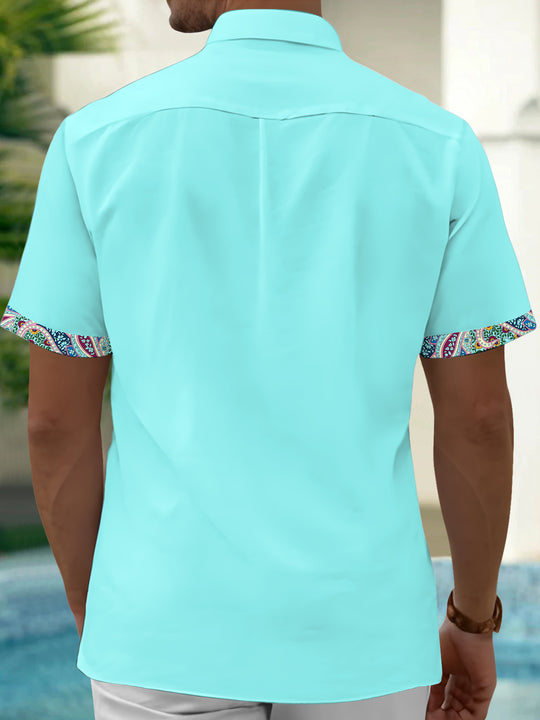 Men's short sleeve floral shirt back view